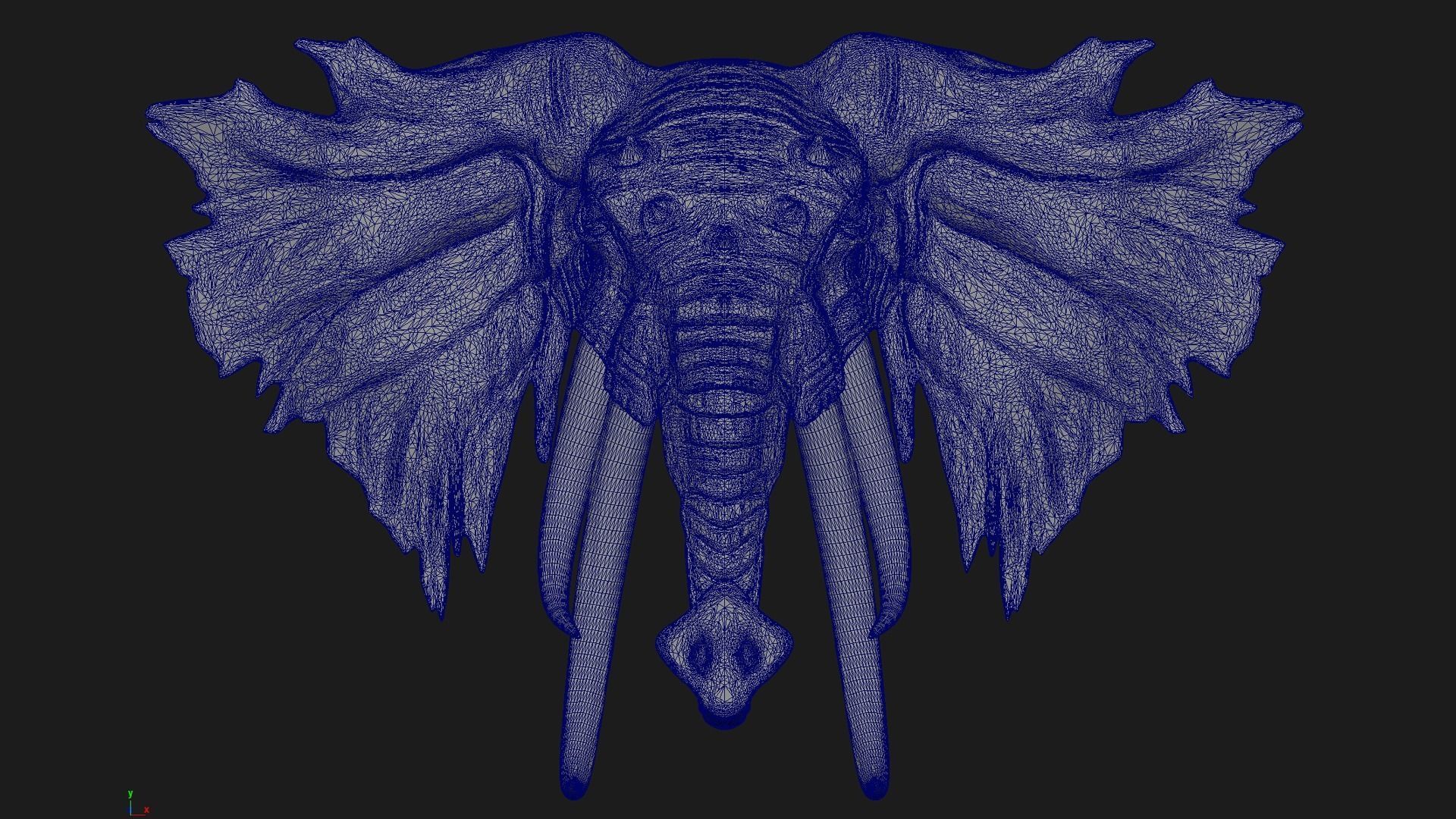 Elephant head wall mount 3D print model_10