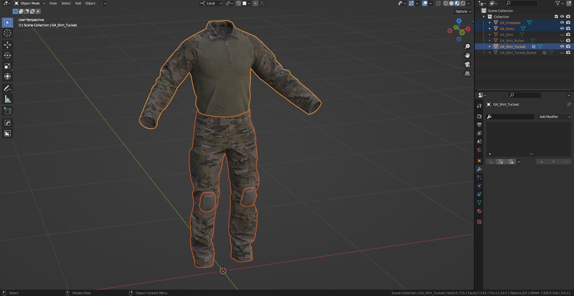 CRYE PRECISION COMBAT UNIFORM G4 Low-poly 3D model_12