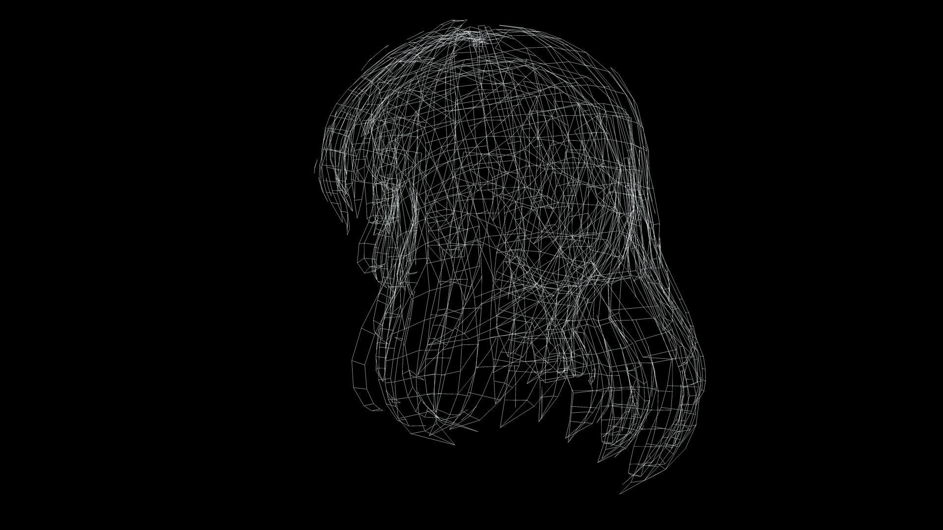 Female short Hair Cut Low-poly 3D model_11