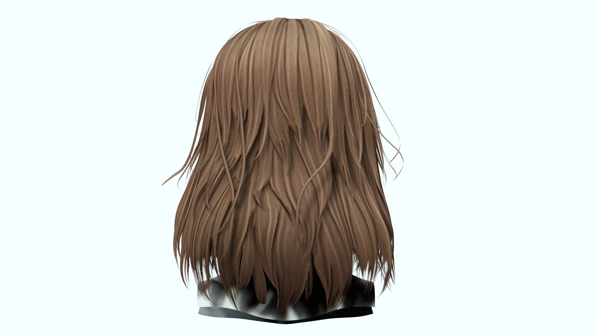 Female short Hair Cut Low-poly 3D model_6