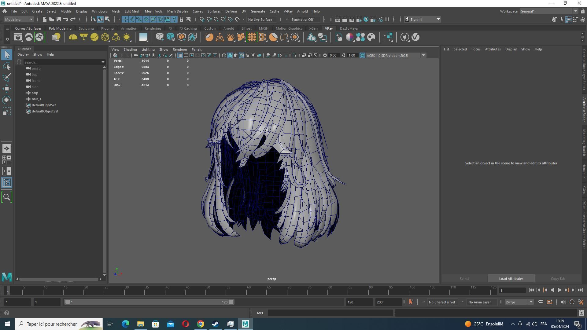 Female short Hair Cut Low-poly 3D model_13