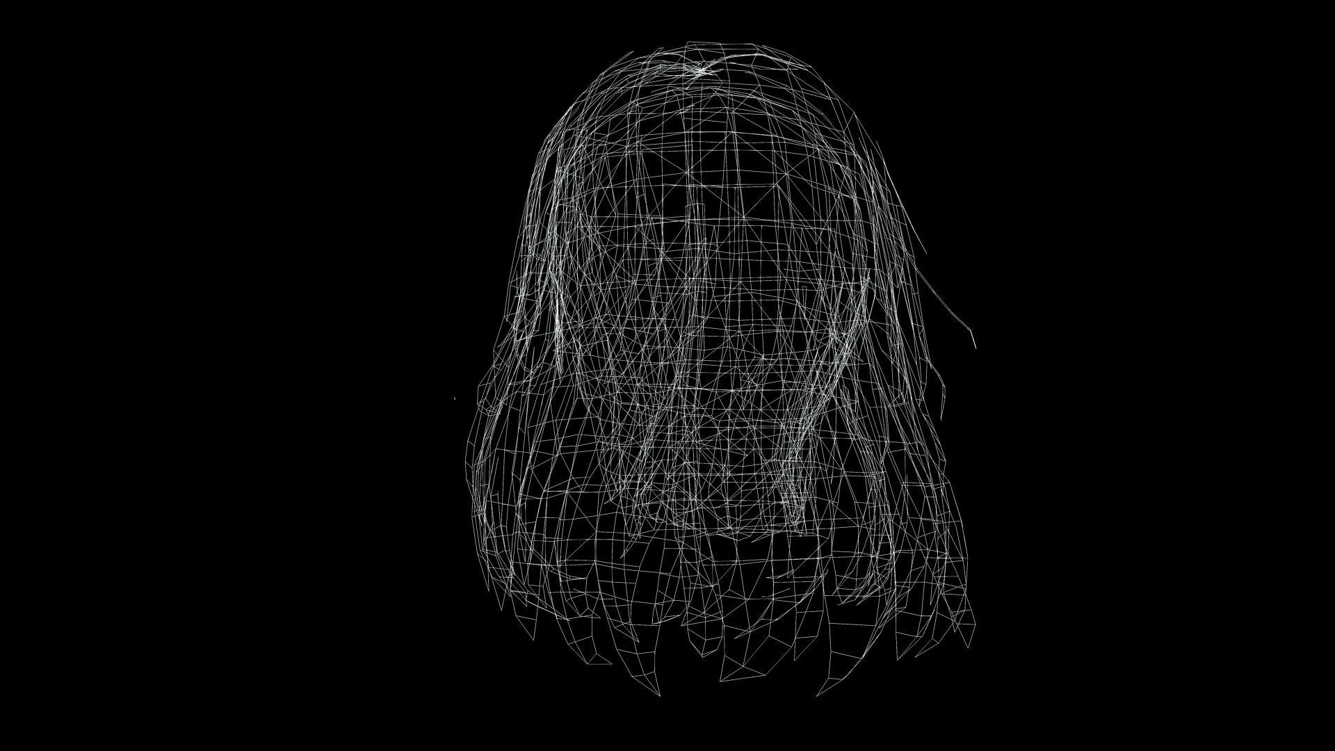 Female short Hair Cut Low-poly 3D model_12