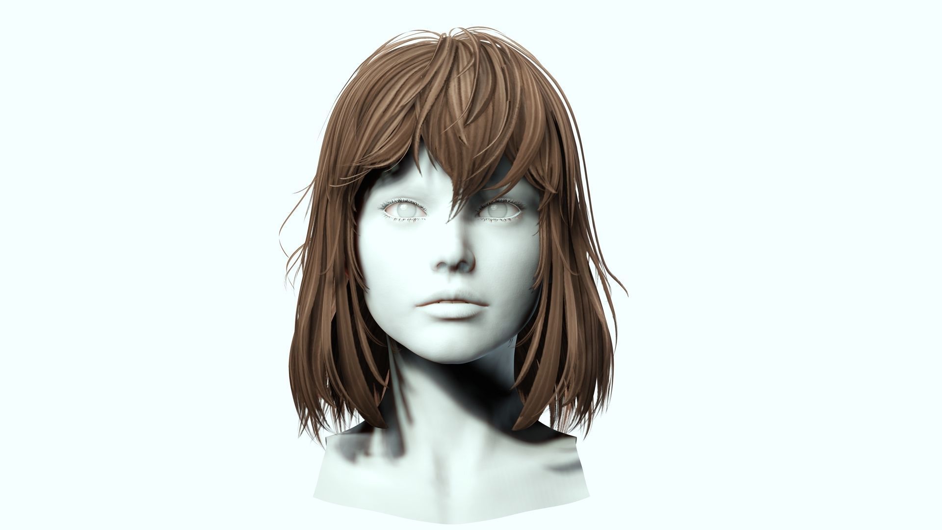 Female short Hair Cut Low-poly 3D model_3