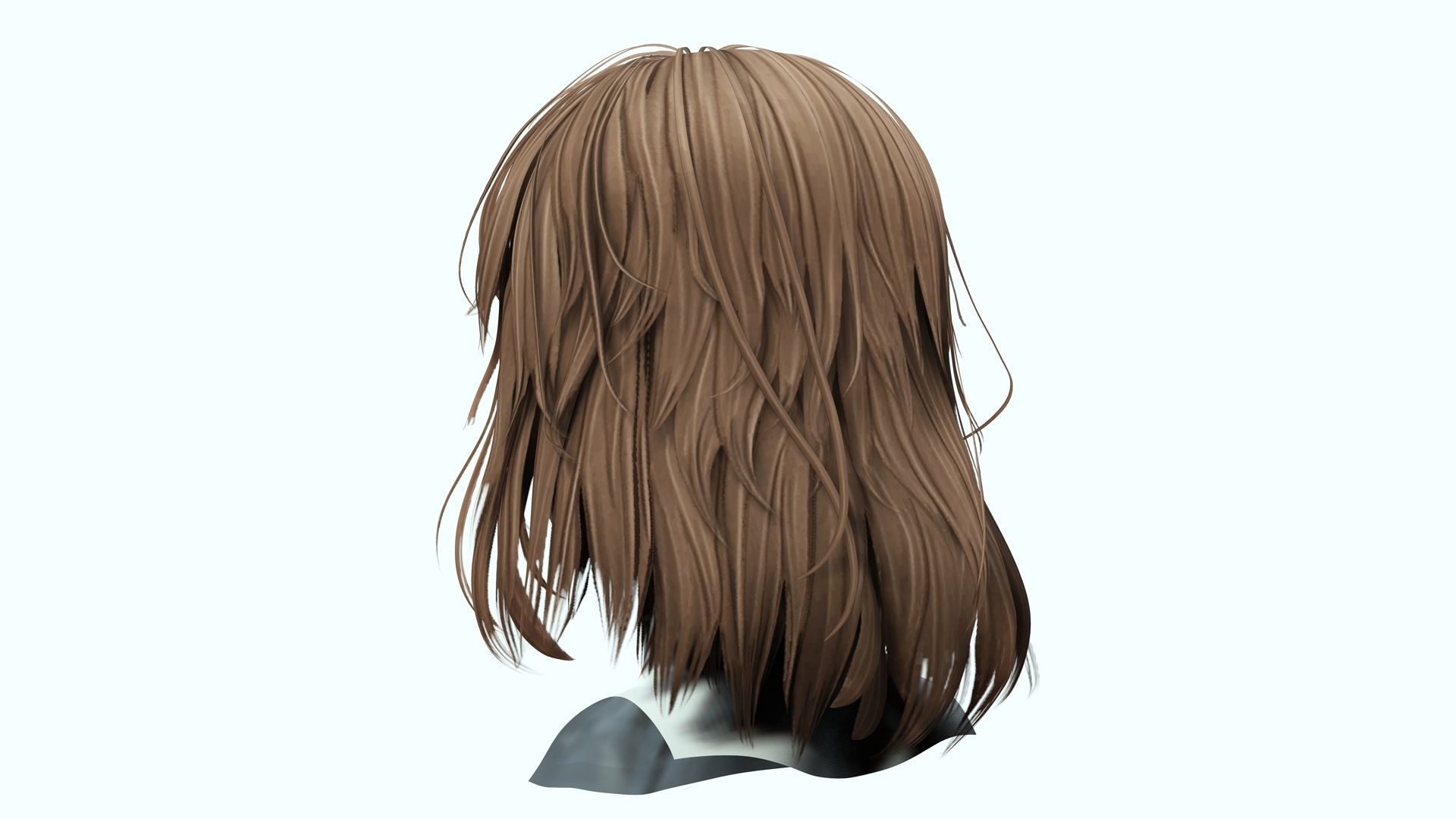 Female short Hair Cut Low-poly 3D model_10