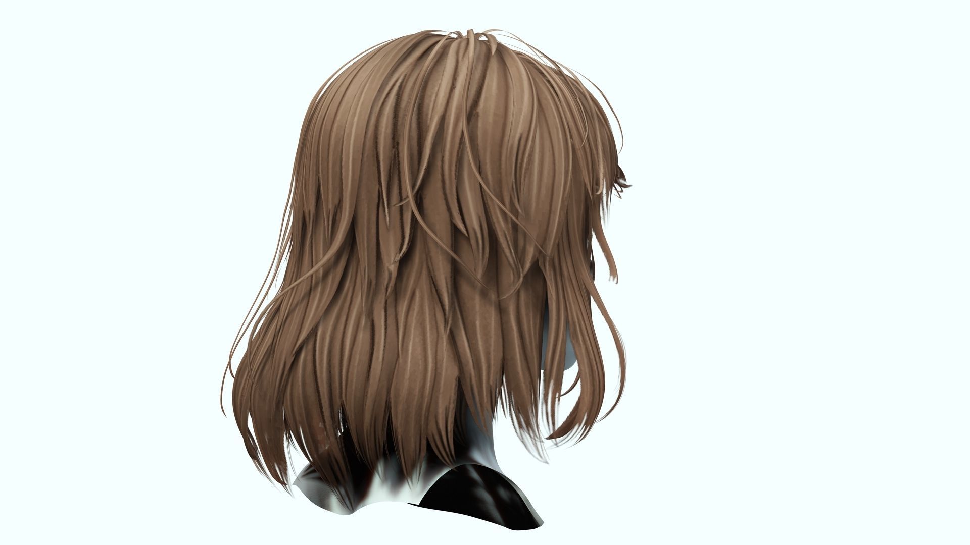 Female short Hair Cut Low-poly 3D model_7