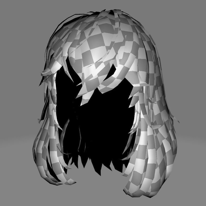 Female short Hair Cut Low-poly 3D model_16