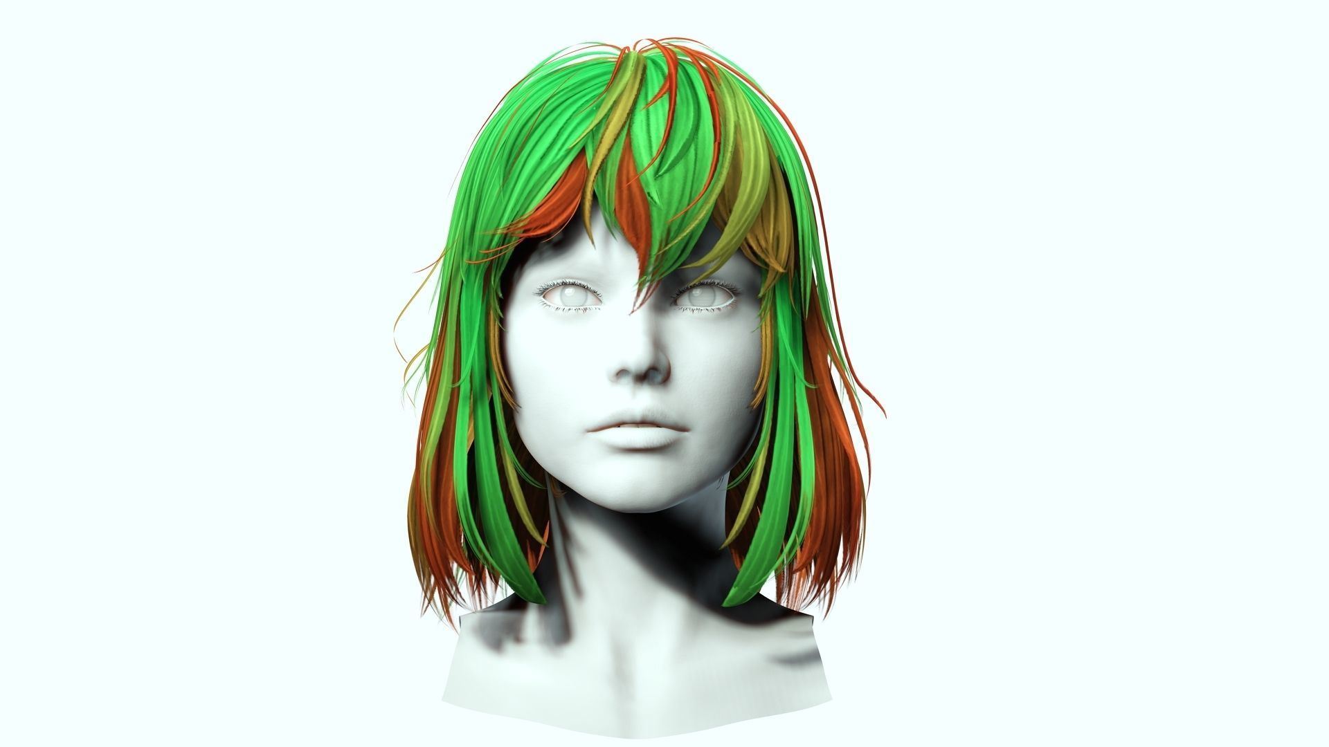 Female short Hair Cut Low-poly 3D model_4