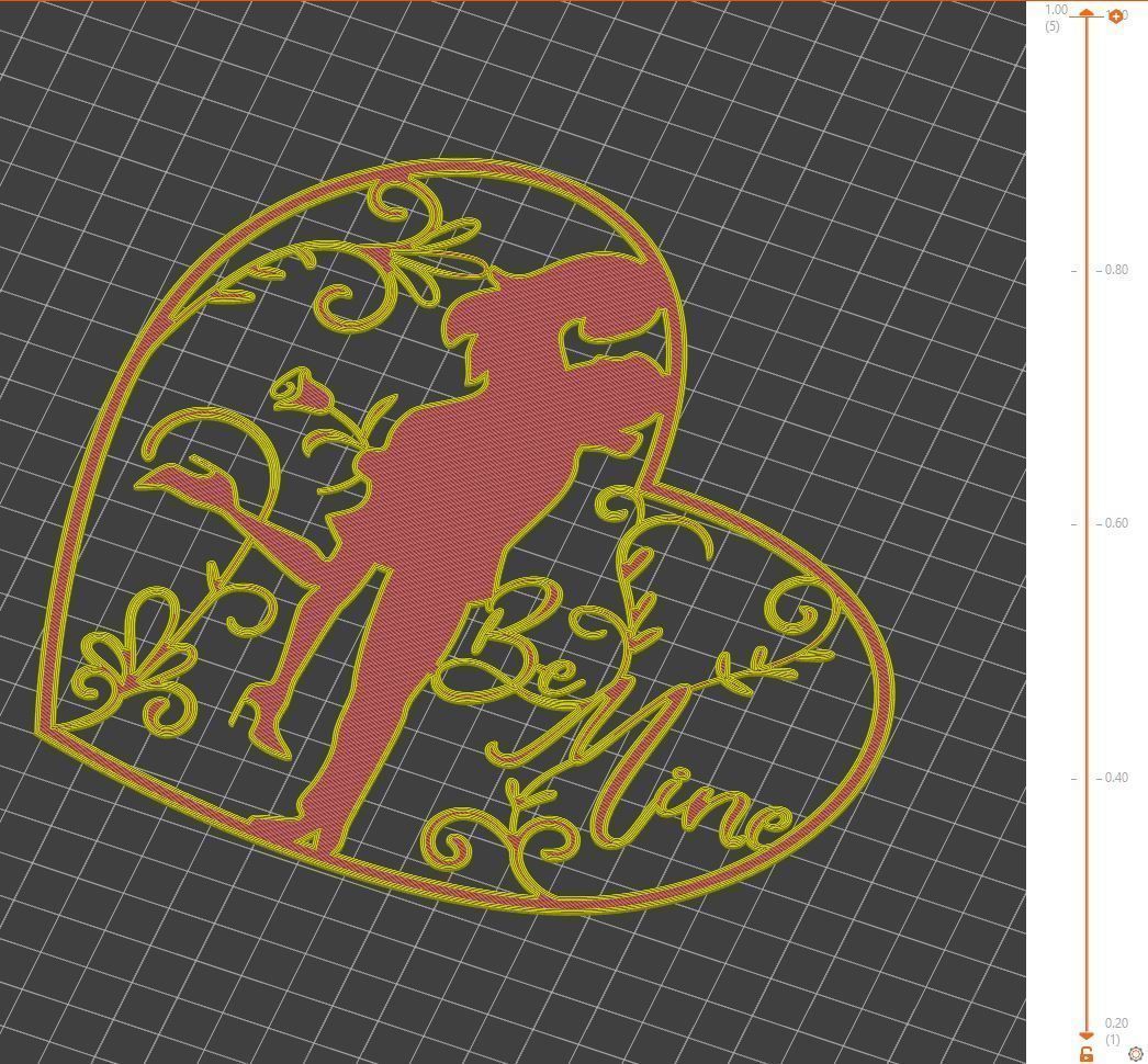 Valentines Day heart couple silhouette gift for your loved one 3D print model_1