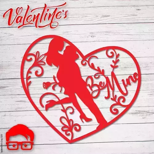 Valentines Day heart couple silhouette gift for your loved one 3D print model