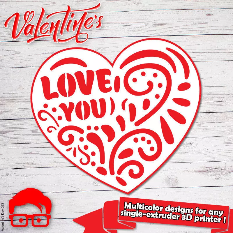 Valentines Day heart couple silhouette gift for your loved one 3D print model_0