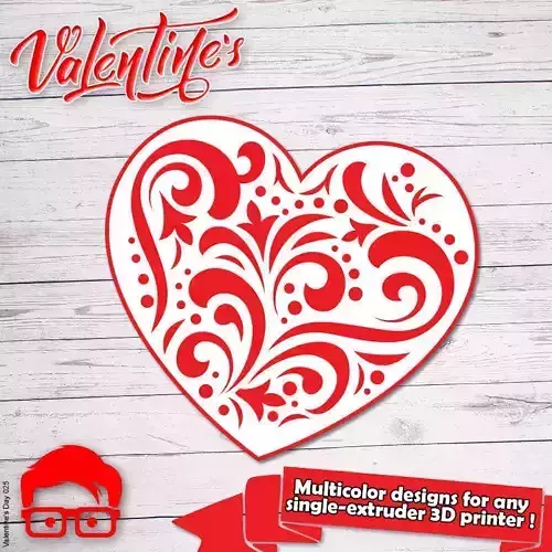 Valentines Day heart couple silhouette gift for your loved one 3D print model