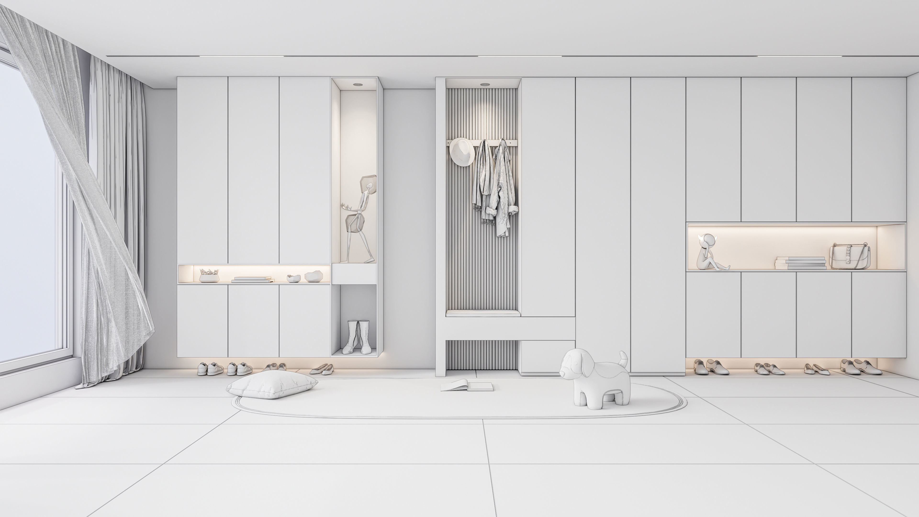 Entryway hallway entrance hall corridor  furniture 3 3D model_20