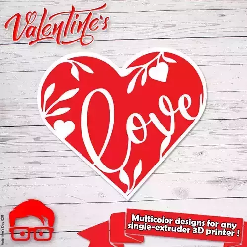 Valentines Day heart ornament gift for your loved one 3D print model