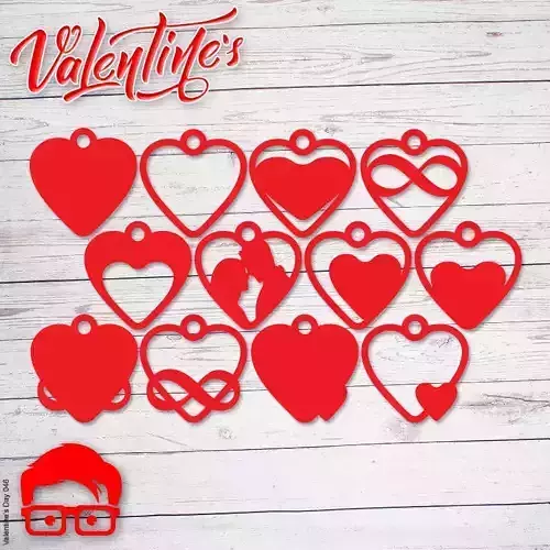 Valentines Day Earrings tags gift for your loved one 3D print model
