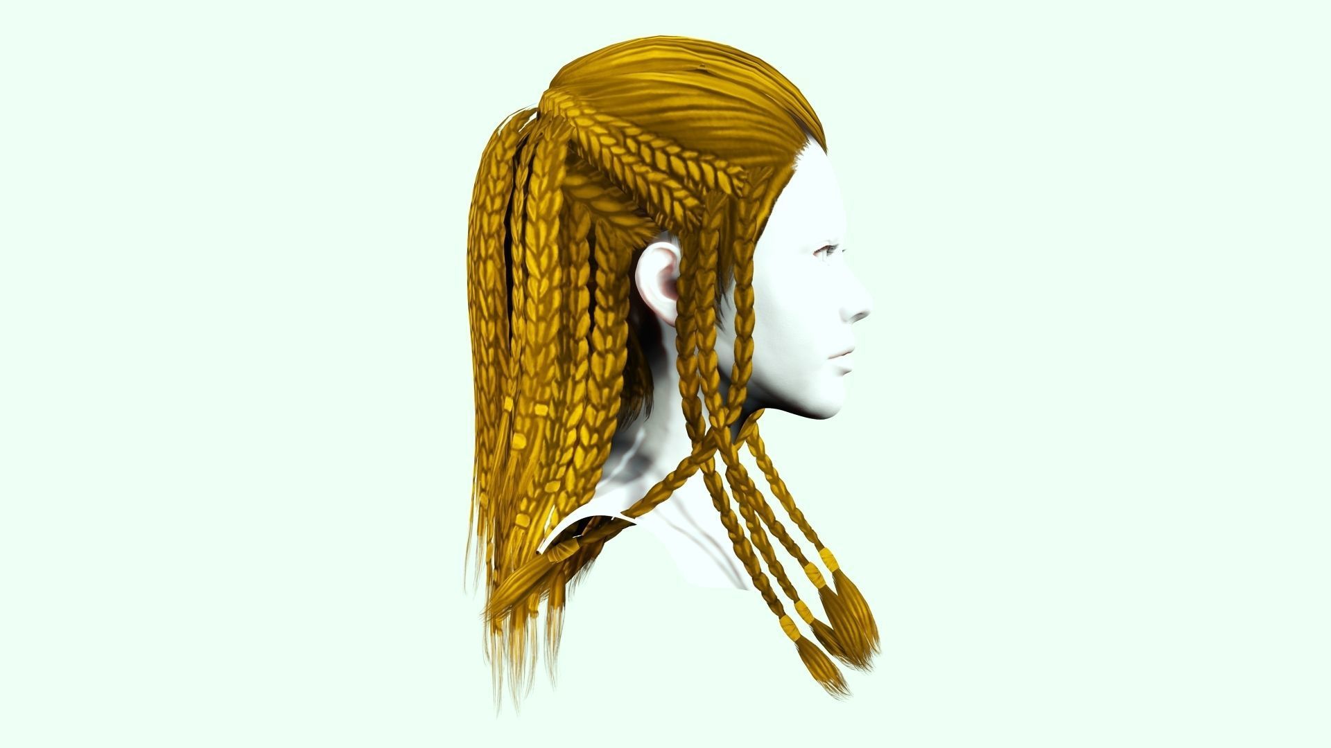 Female Dreadlocks Hair  Low-poly 3D model_7