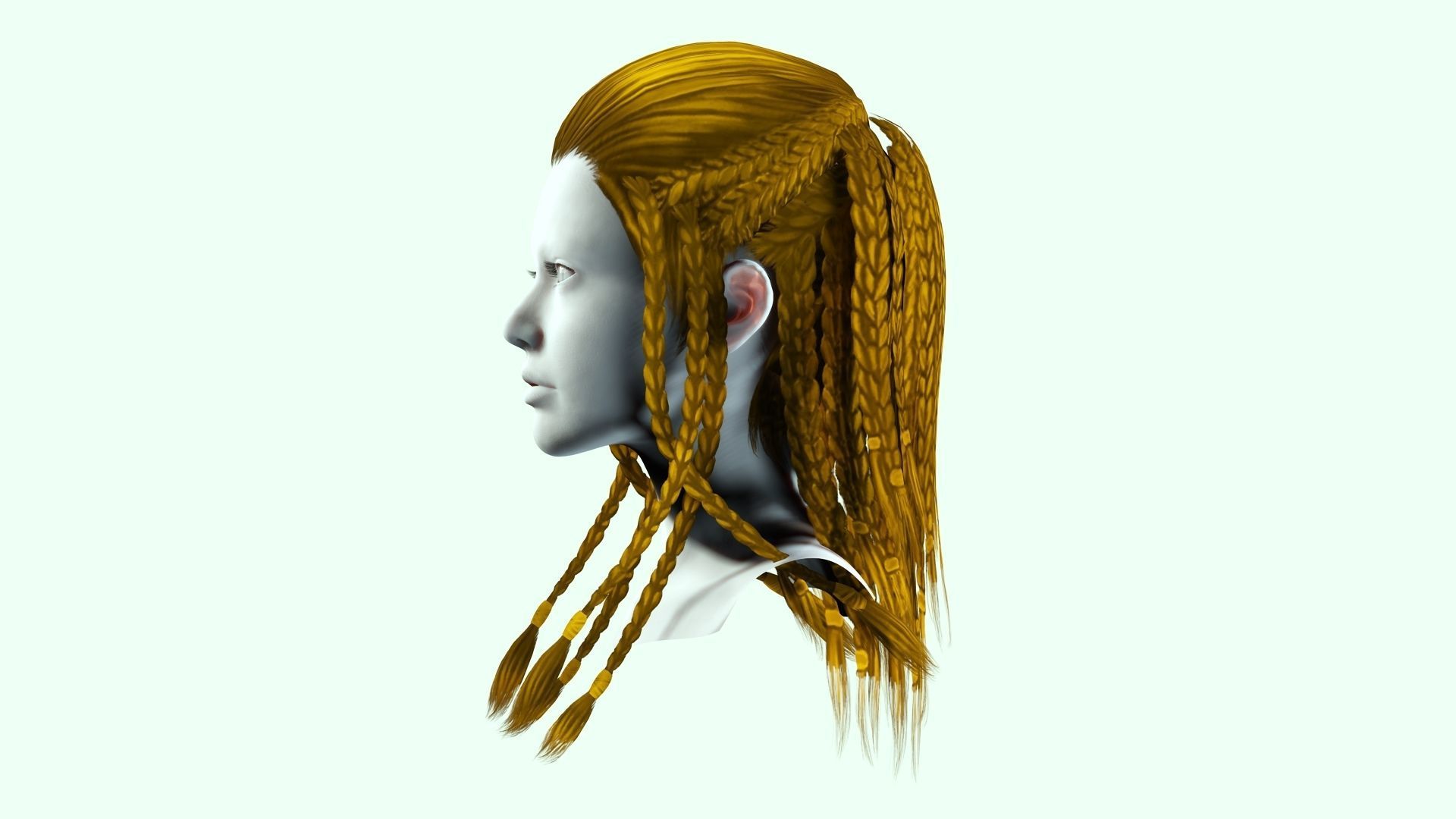 Female Dreadlocks Hair  Low-poly 3D model_4