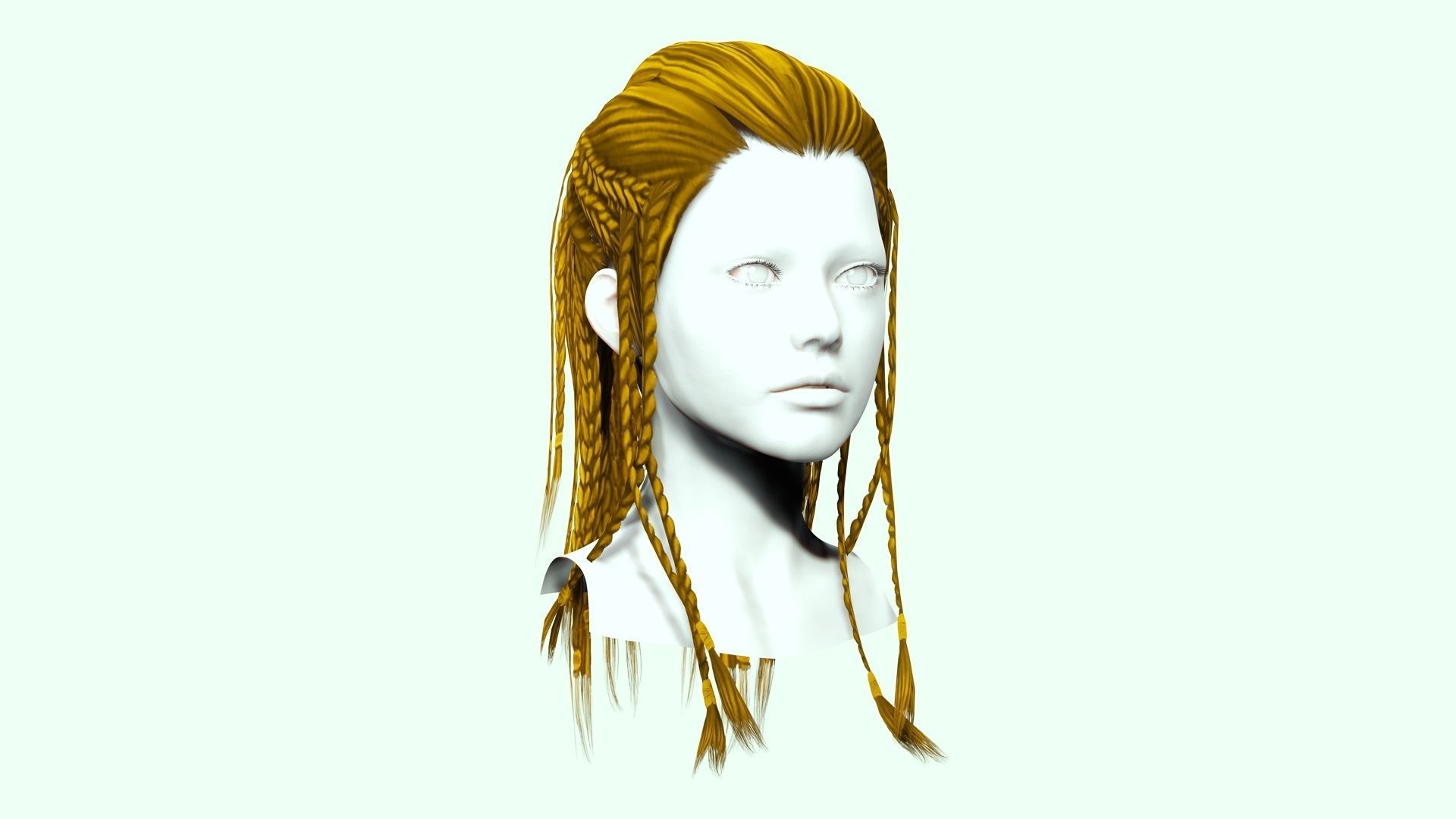 Female Dreadlocks Hair  Low-poly 3D model_8