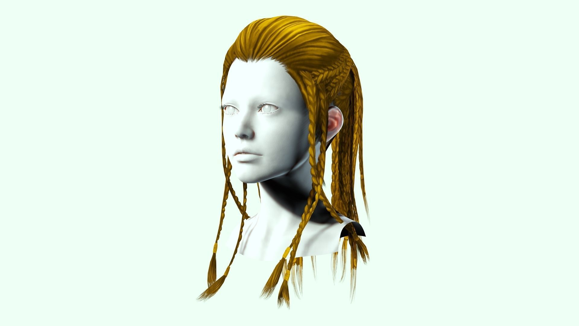 Female Dreadlocks Hair  Low-poly 3D model_3