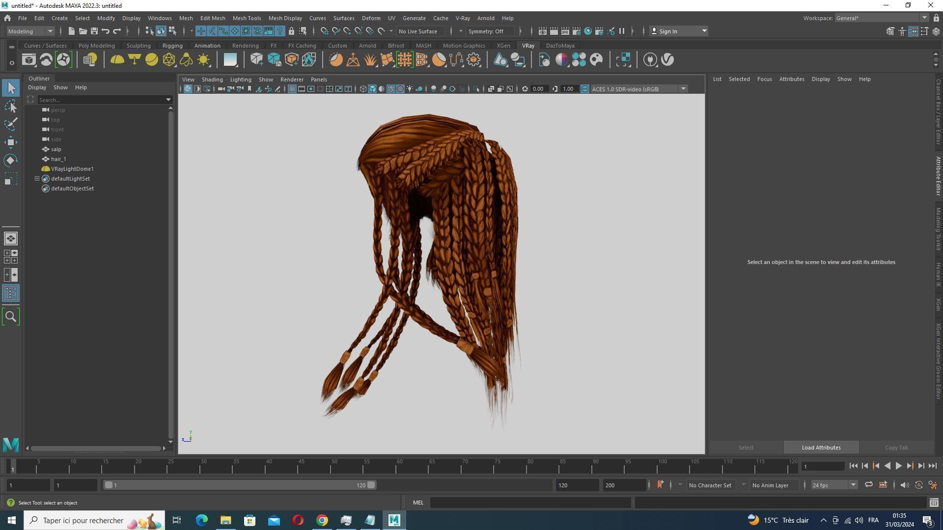 Female Dreadlocks Hair  Low-poly 3D model_13