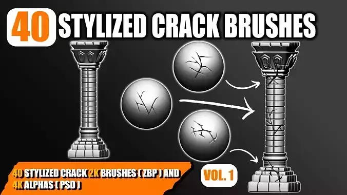 40 Stylized Crack Brushes and Alphas Volume 01
