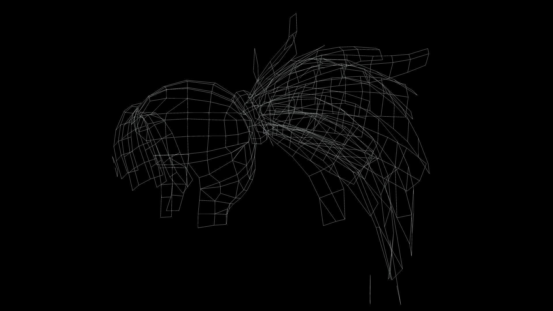 Female Hair  - High Ponytail Low-poly 3D model_12