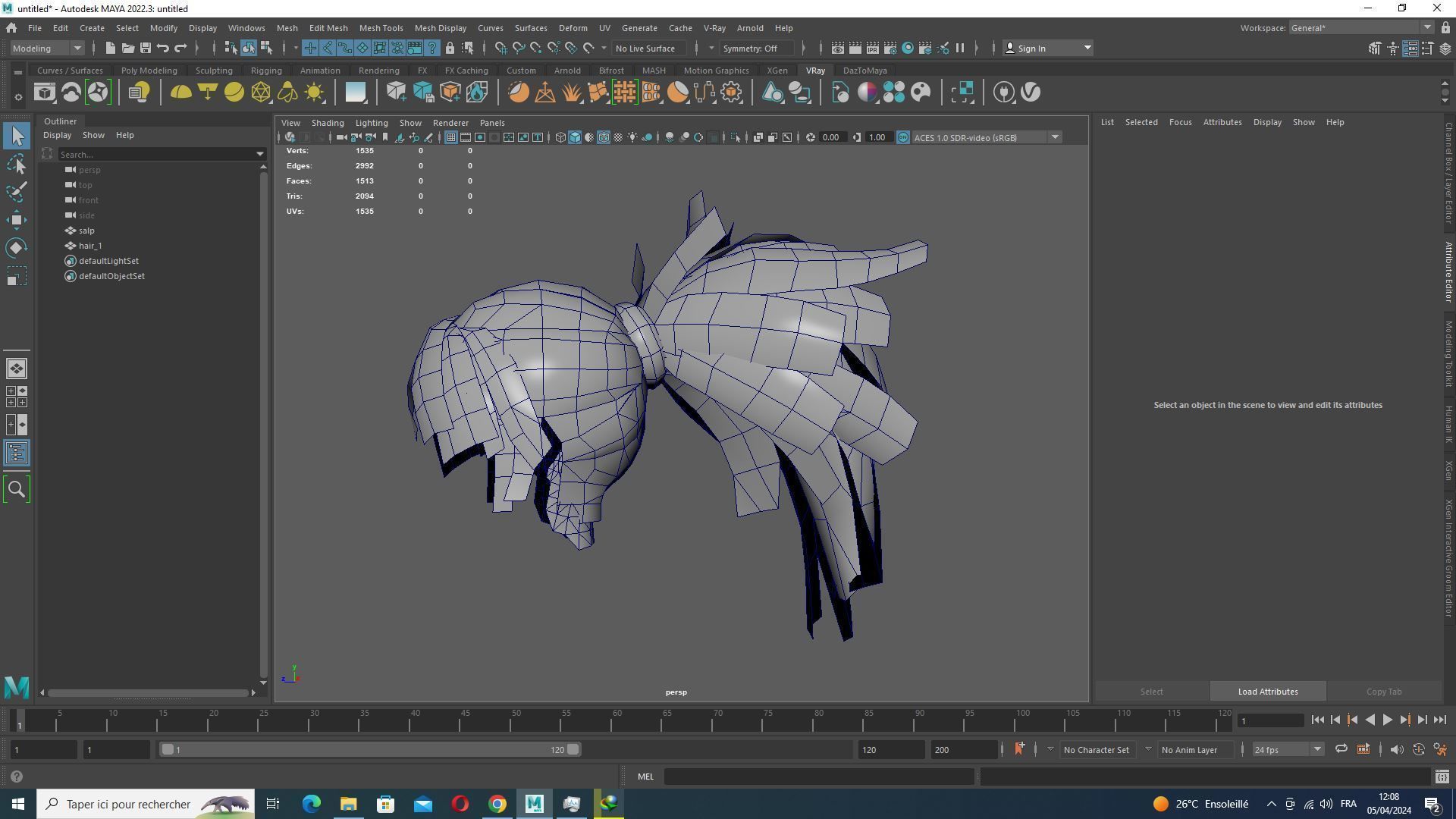 Female Hair  - High Ponytail Low-poly 3D model_13