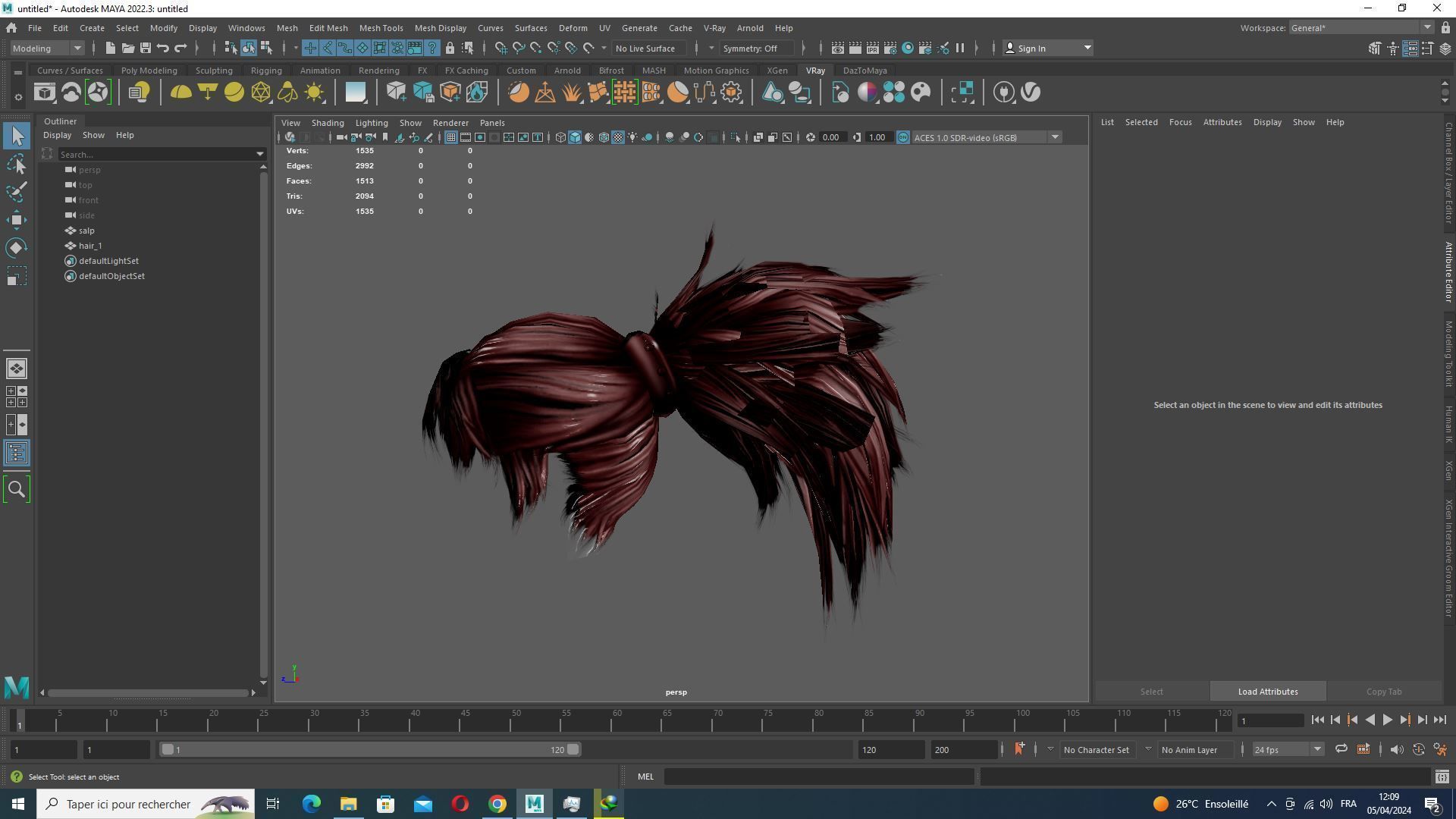 Female Hair  - High Ponytail Low-poly 3D model_14