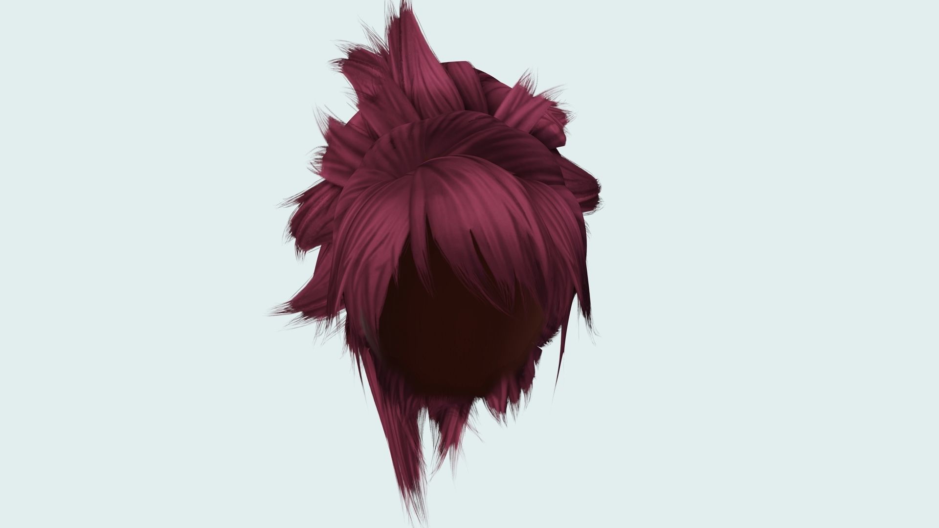 Female Hair  - High Ponytail Low-poly 3D model_9