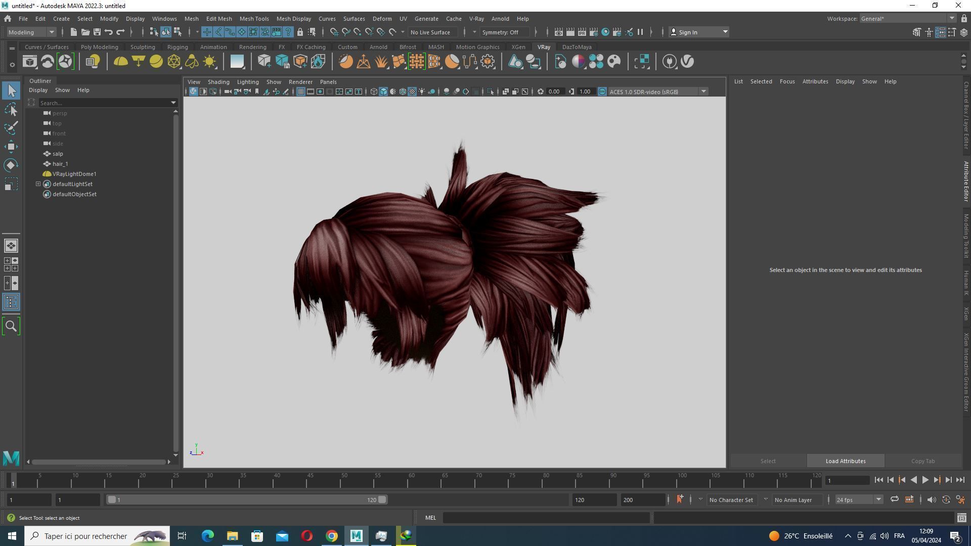 Female Hair  - High Ponytail Low-poly 3D model_15