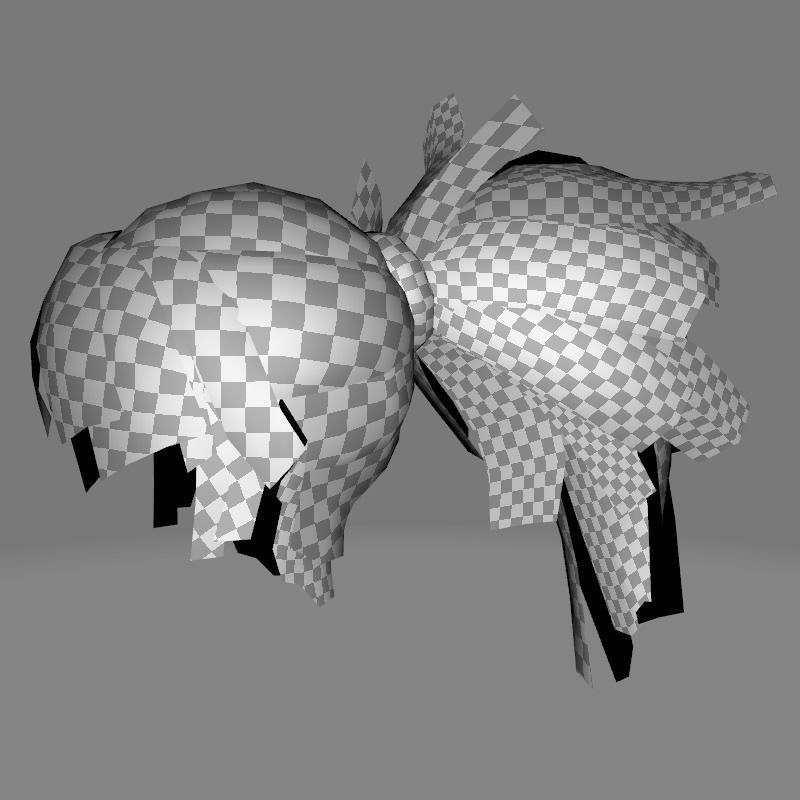 Female Hair  - High Ponytail Low-poly 3D model_16