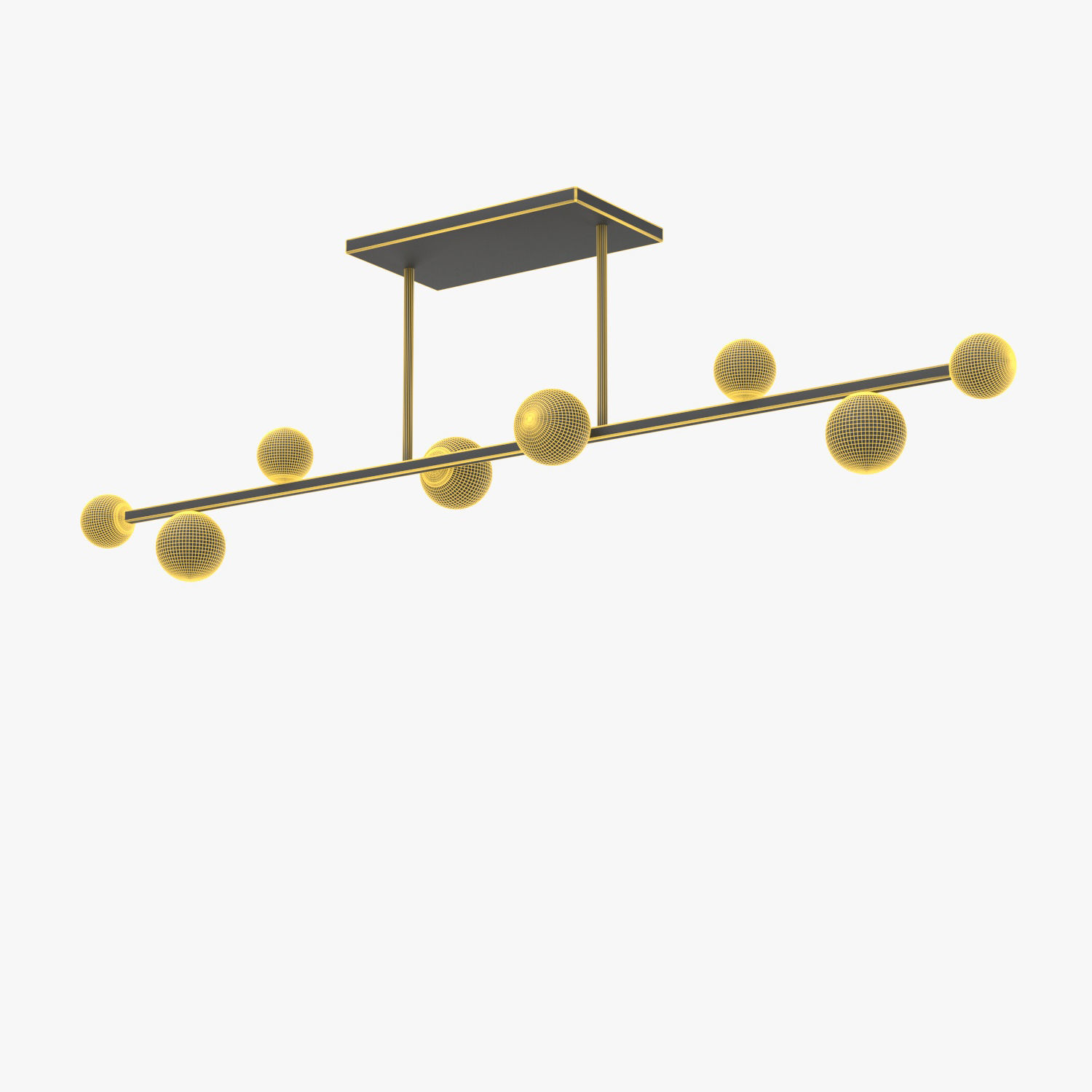 8 Lights Globe Linear Chandelier Light Fixture PBR 3D model_5