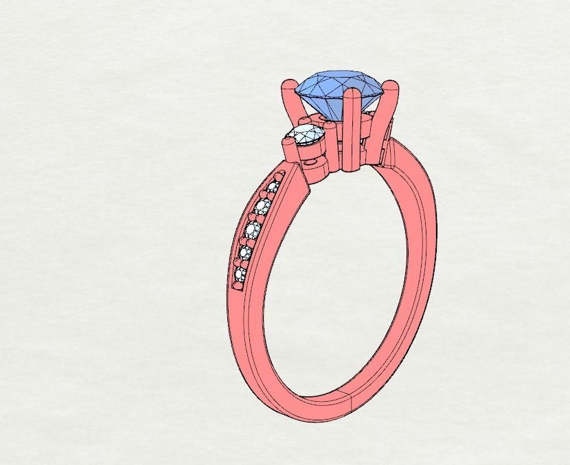 3 stone ring 3D print model_8