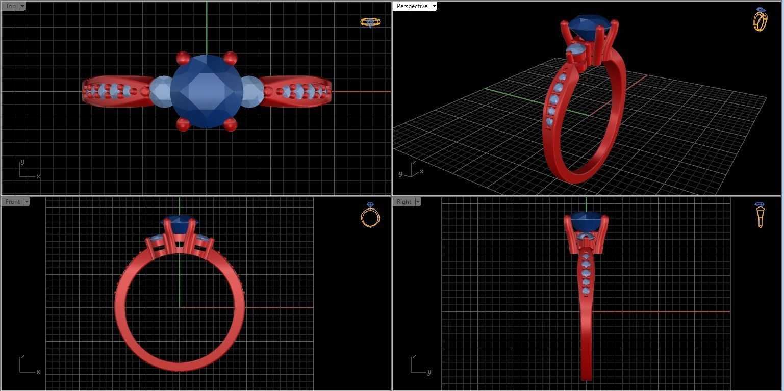 3 stone ring 3D print model_9