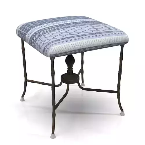 Antique Metal Stool With Seat Covered PBR