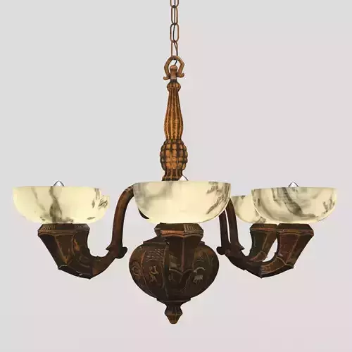 Arts and Crafts Antique 6 Light Copper Chandelier PBR