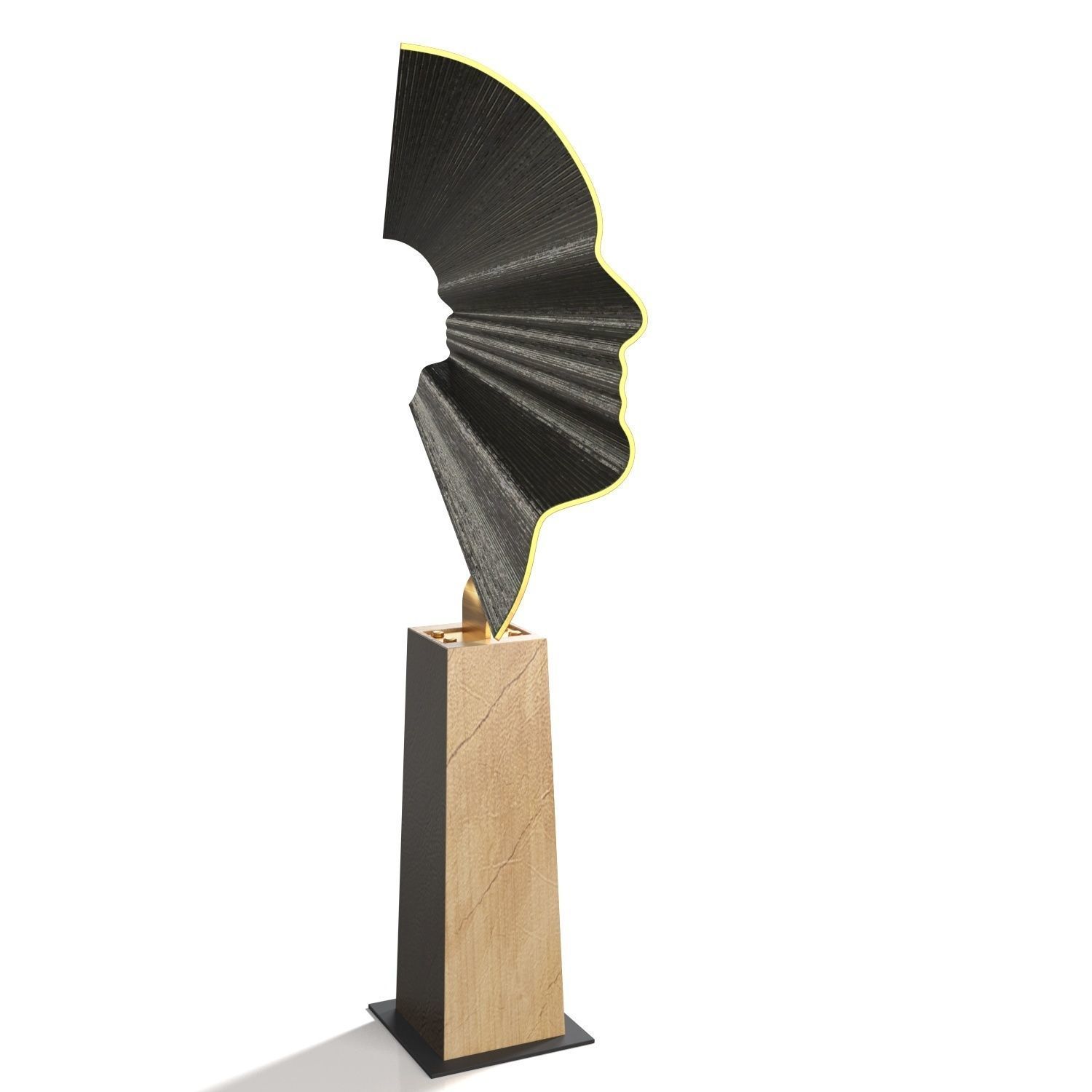 Cast Bronze Modern Silhouette Head sculpture PBR 3D model_1