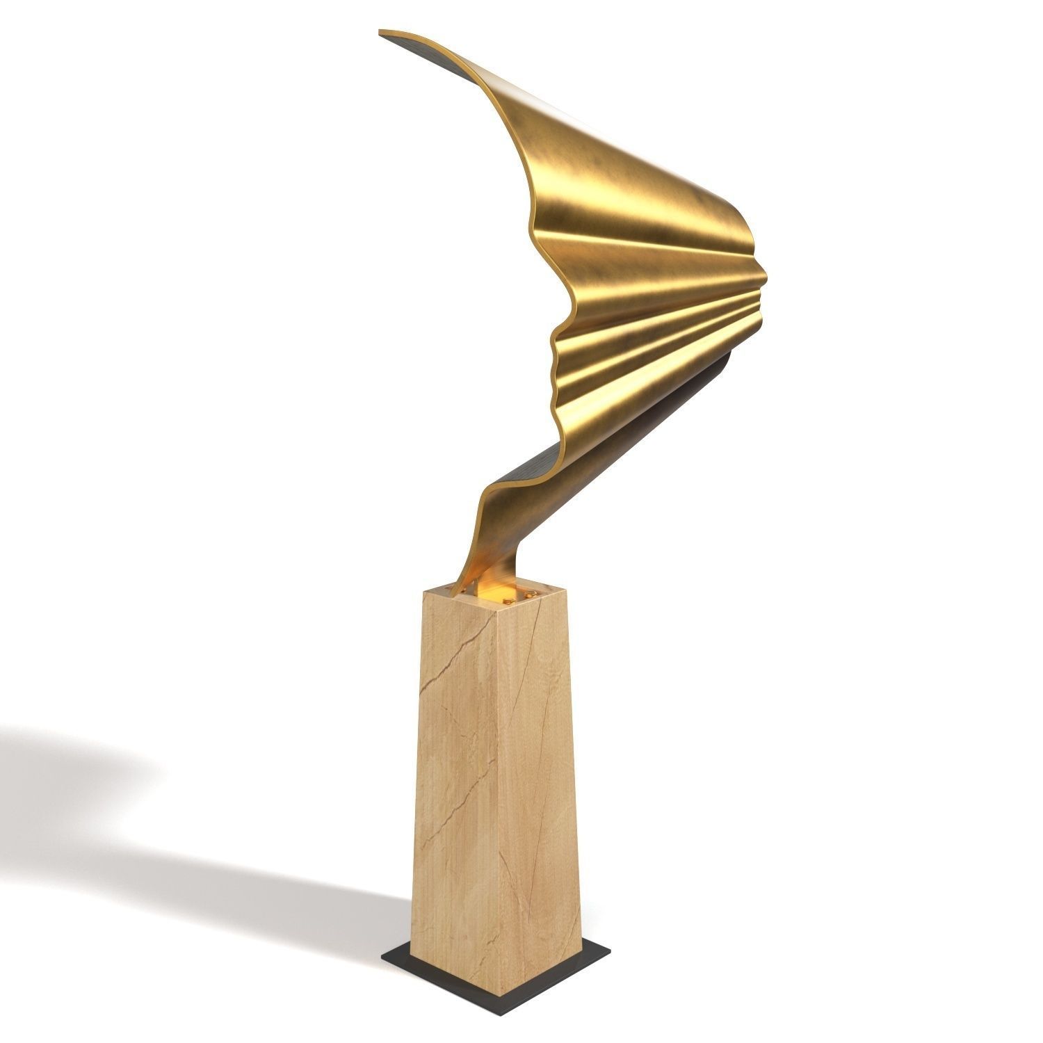 Cast Bronze Modern Silhouette Head sculpture PBR 3D model_2