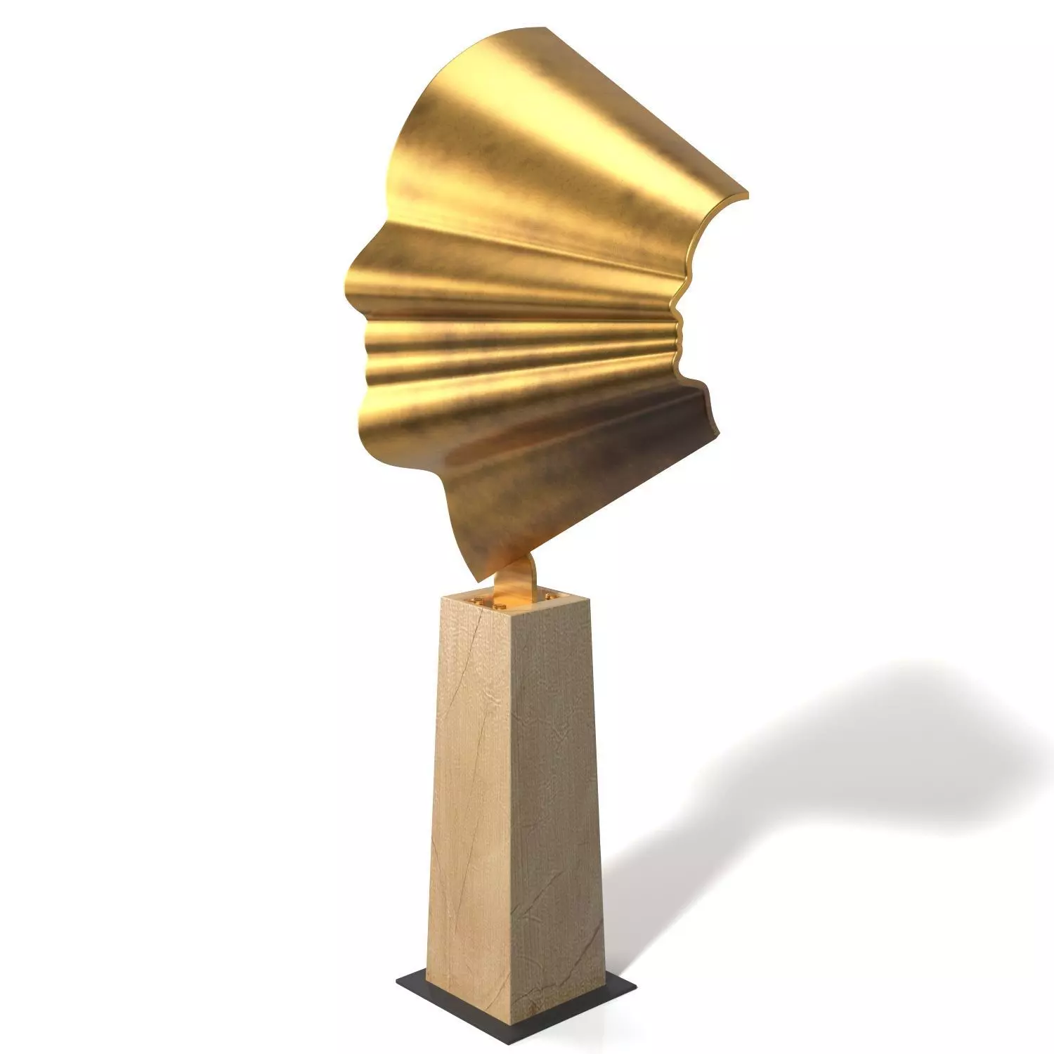 Cast Bronze Modern Silhouette Head sculpture PBR 3D model_0