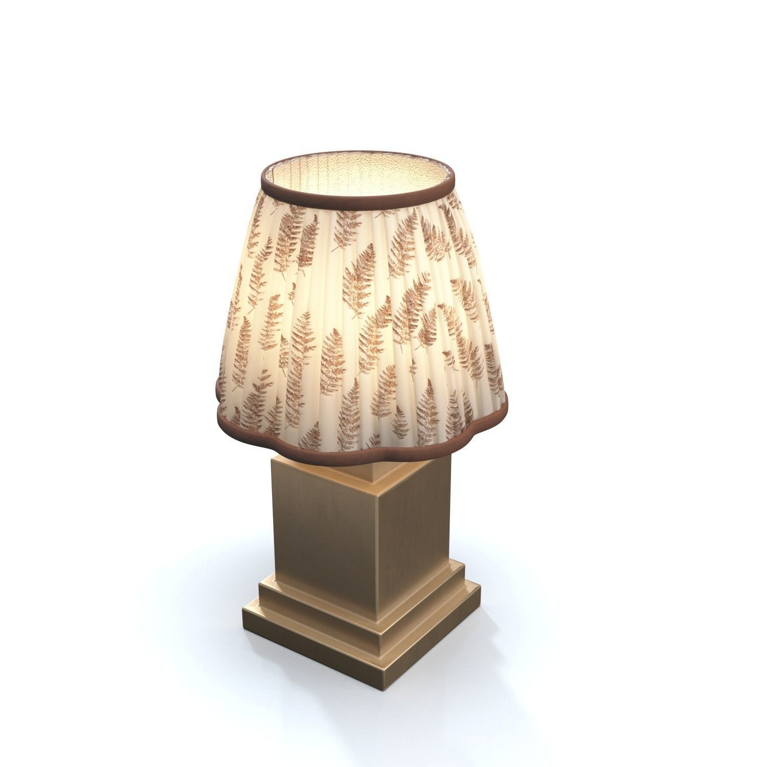 Chocolate Brown Fern Scalloped Table Lamp PBR 3D model_4