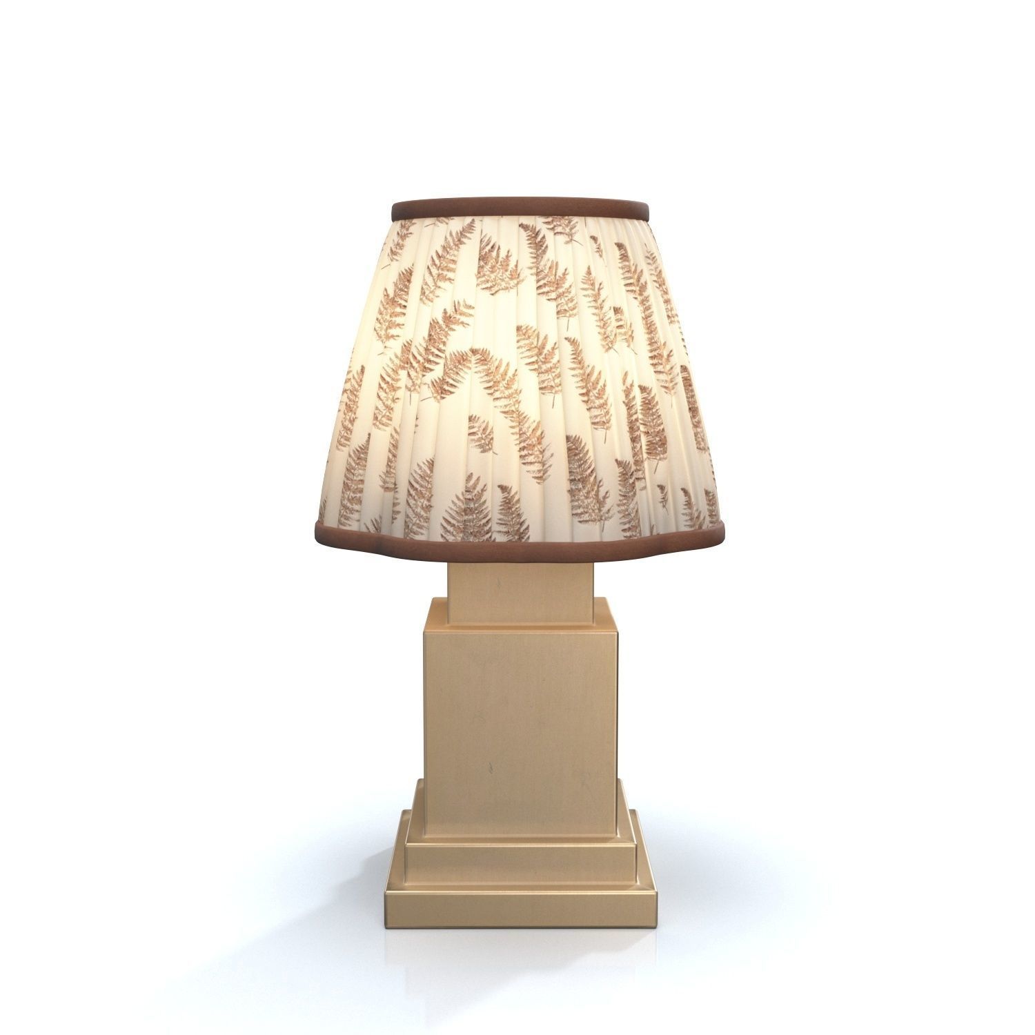 Chocolate Brown Fern Scalloped Table Lamp PBR 3D model_1