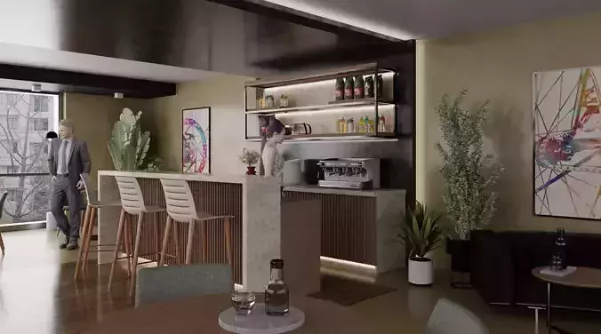 Modern Cafe Design Free 3D model