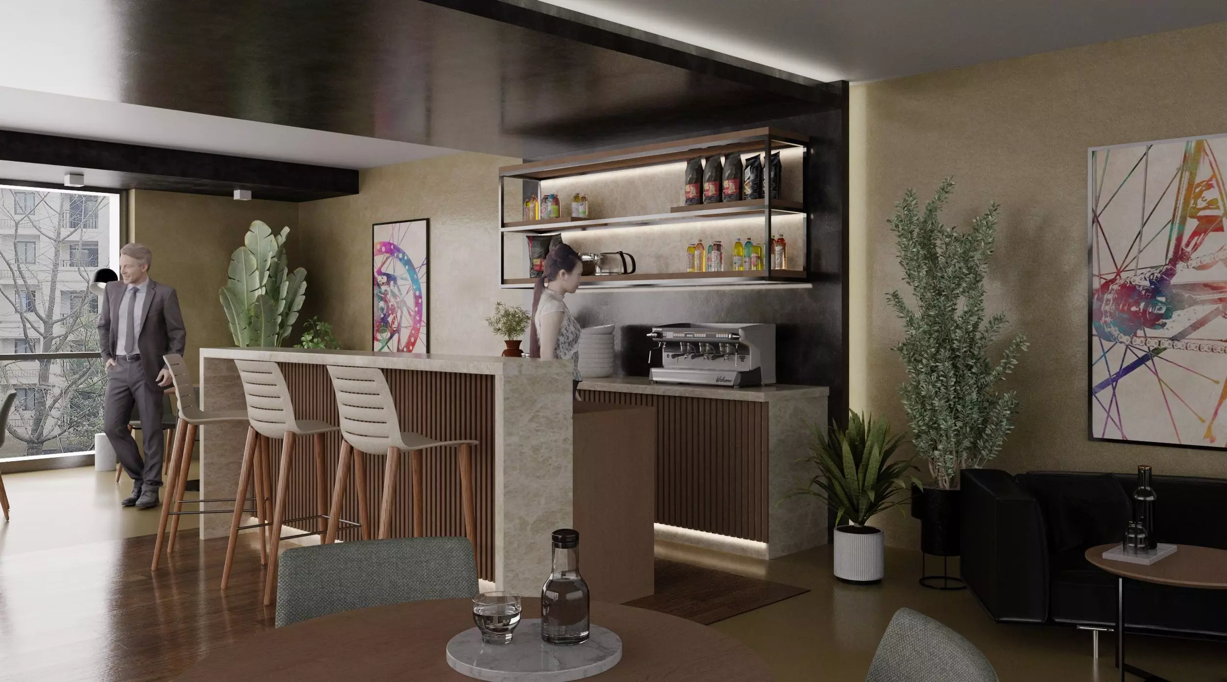 Modern Cafe Design Free 3D model