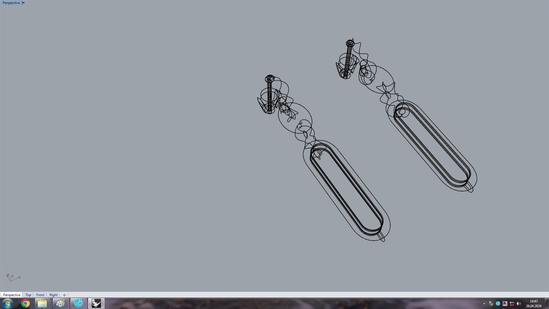 Earrings With Twisted Rings 3D print model_6