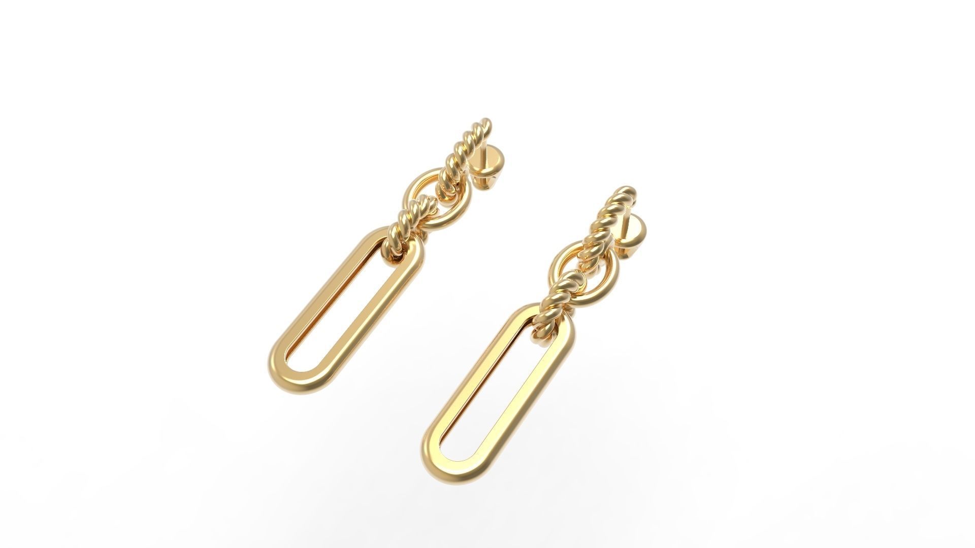 Earrings With Twisted Rings 3D print model_1