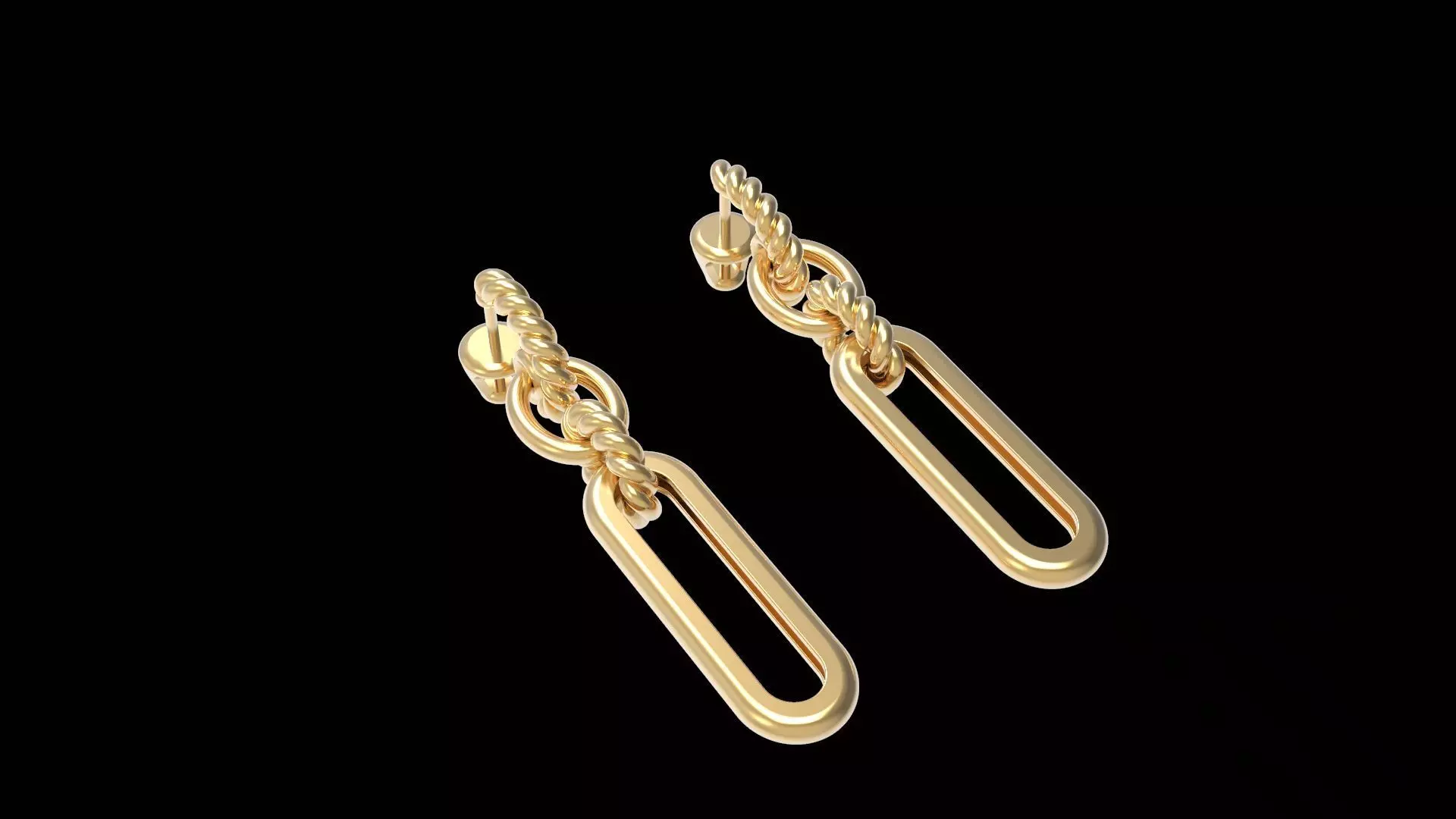 Earrings With Twisted Rings 3D print model_0