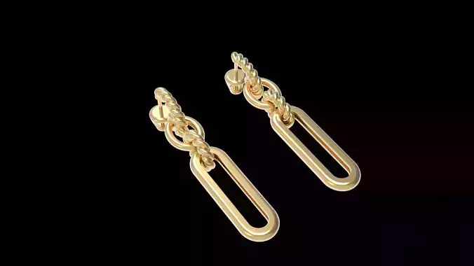 Earrings With Twisted Rings 3D print model