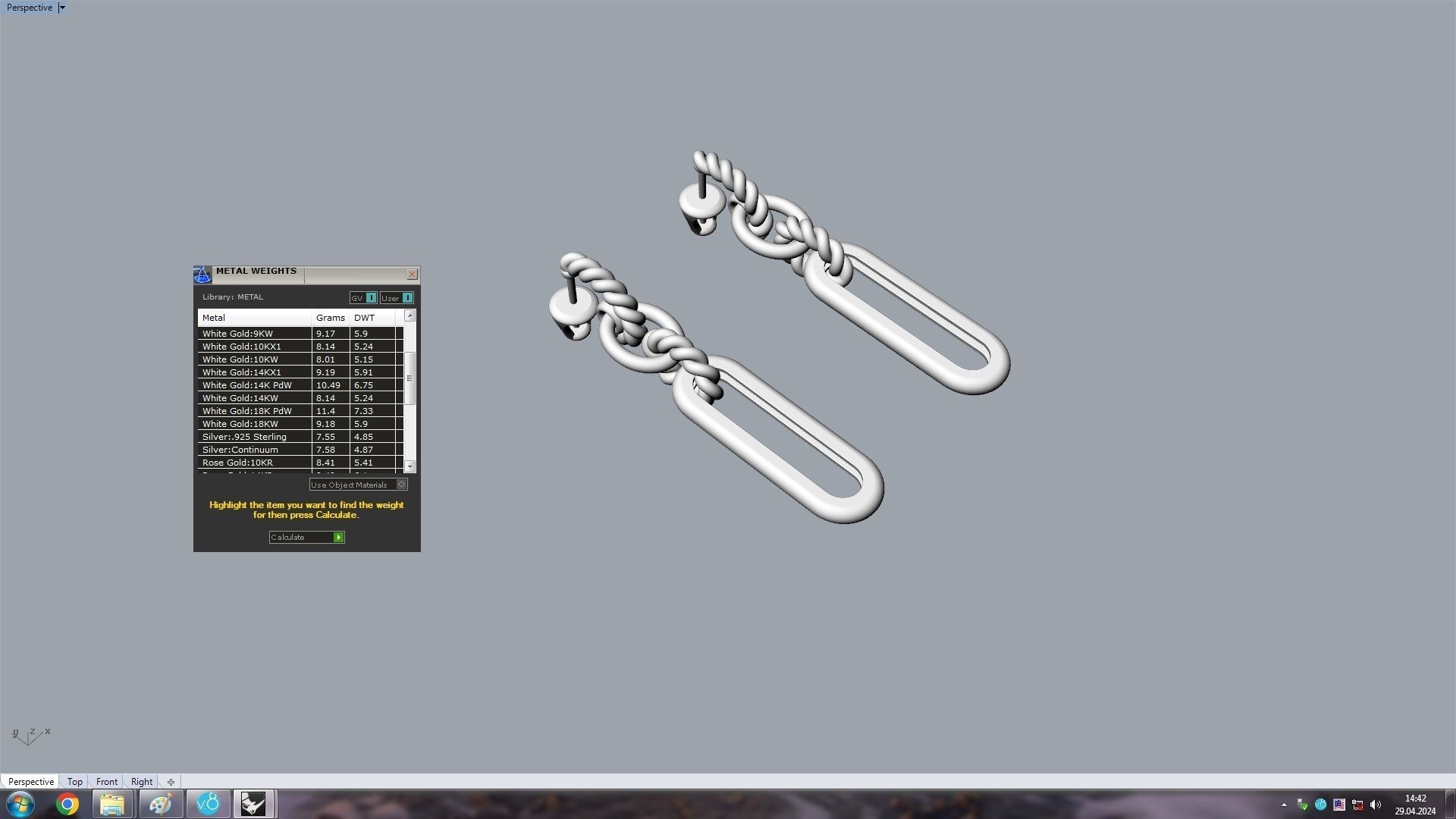 Earrings With Twisted Rings 3D print model_7