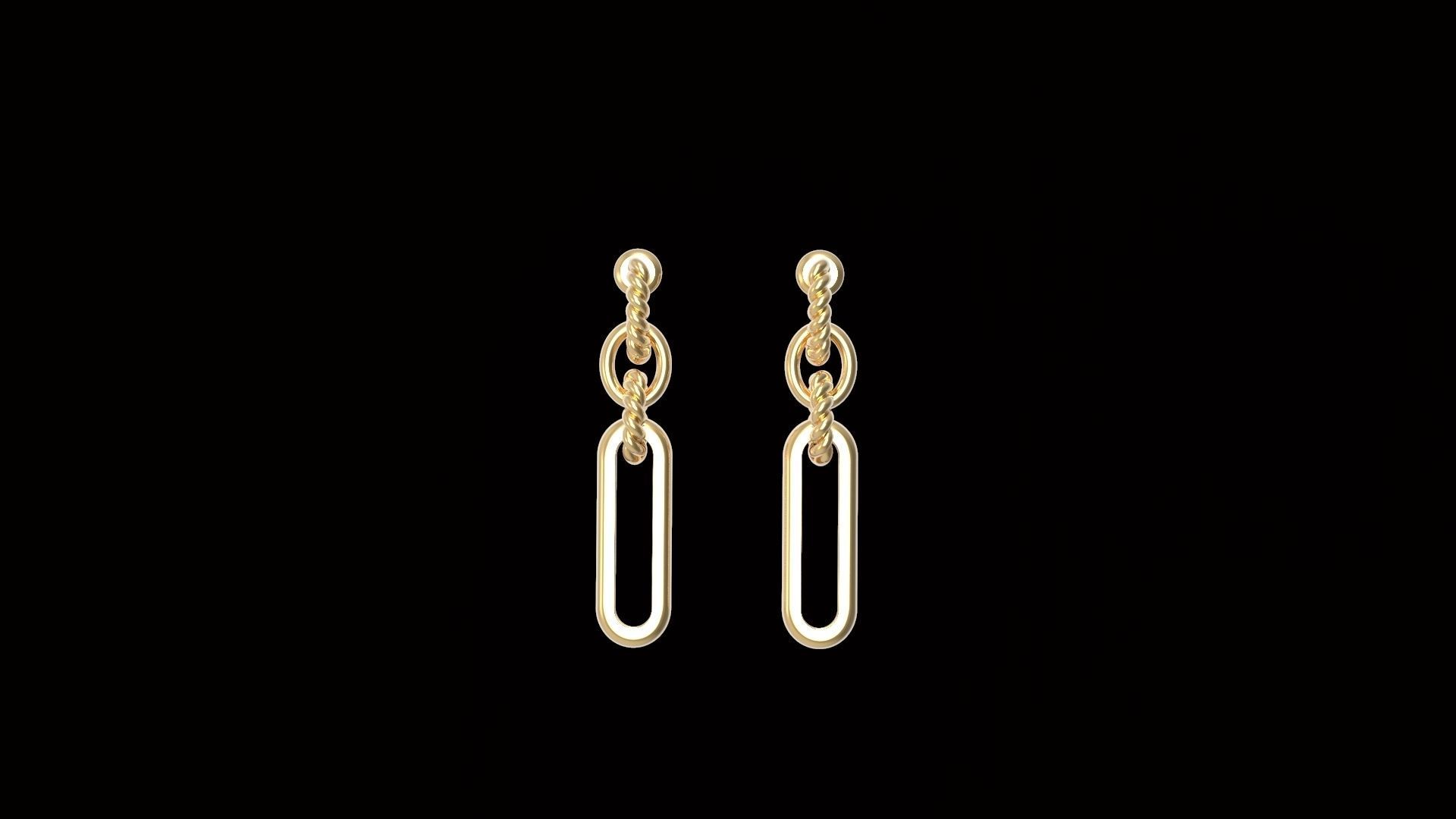 Earrings With Twisted Rings 3D print model_2