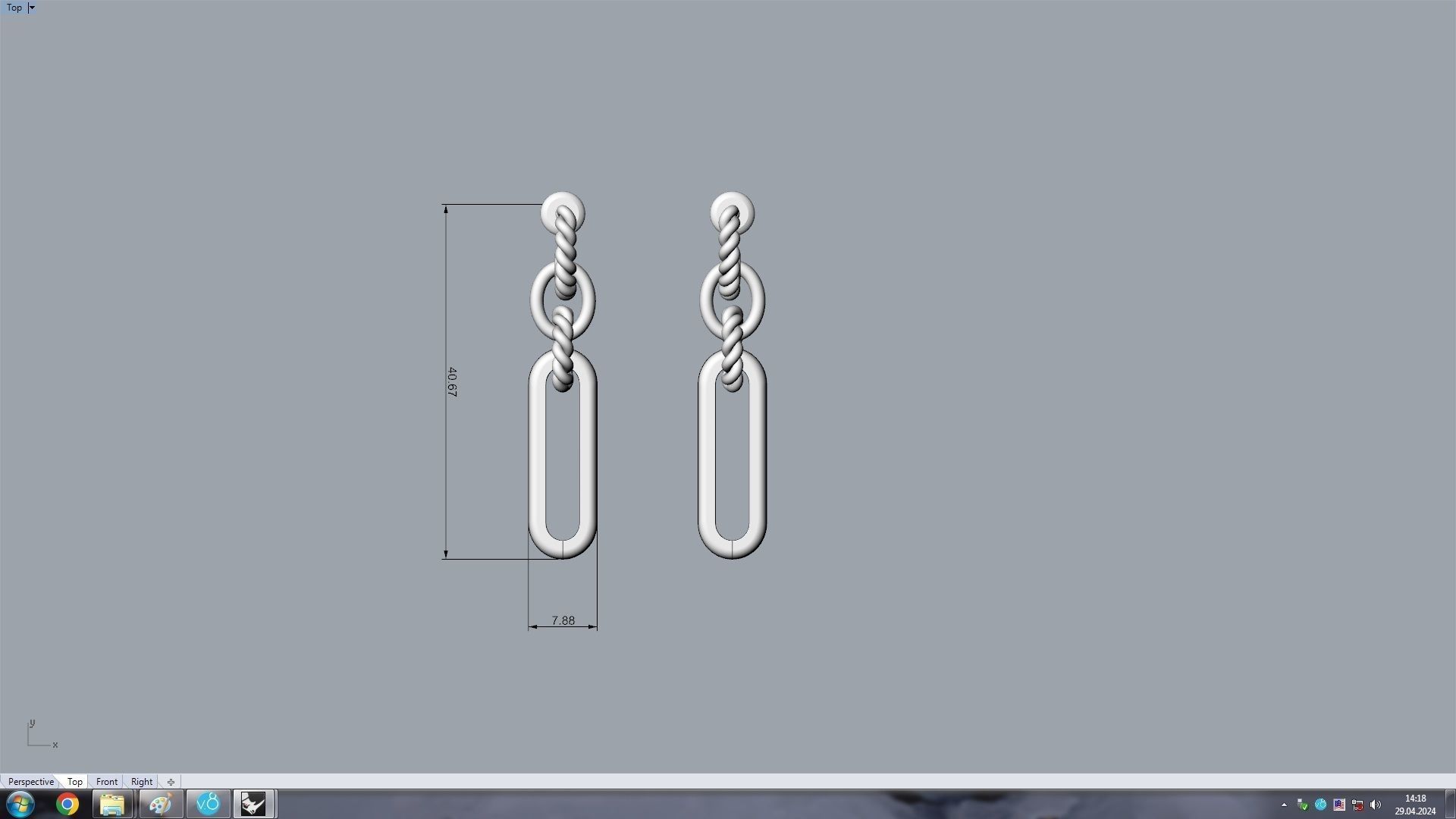 Earrings With Twisted Rings 3D print model_5