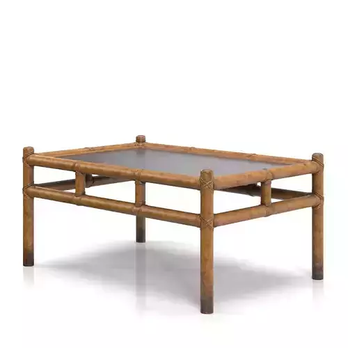 McGuire Style Low Rattan Coffee Cocktail Table PBR 3D model